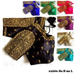 Choli Blouse Sari finition dorée