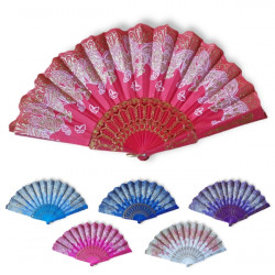 Eventail espagnol motif papillons dorées