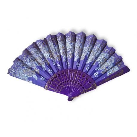 Eventail espagnol motif papillons dorées