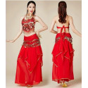 Costume de danse du ventre rouge et or