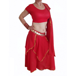 Costume de danse indienne rouge et doré