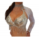 Soutien gorge de danse orientale Bonnet D/E blanc argenté