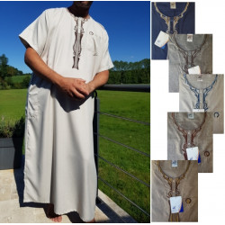 Qamis homme premium uni broderie assortie