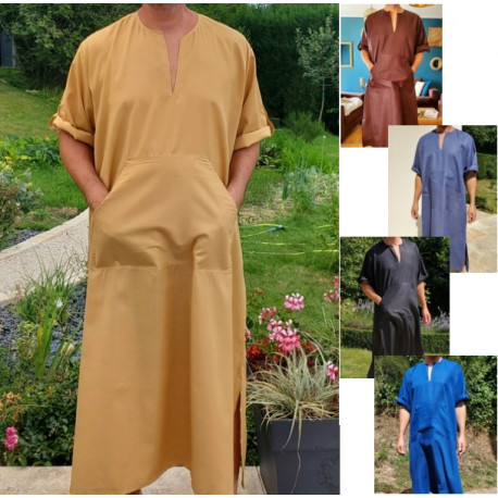 Qamis homme moderne couleur unie