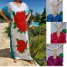Robe d'été longue roses et pompons