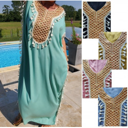 Robe longue chic bohême pompons