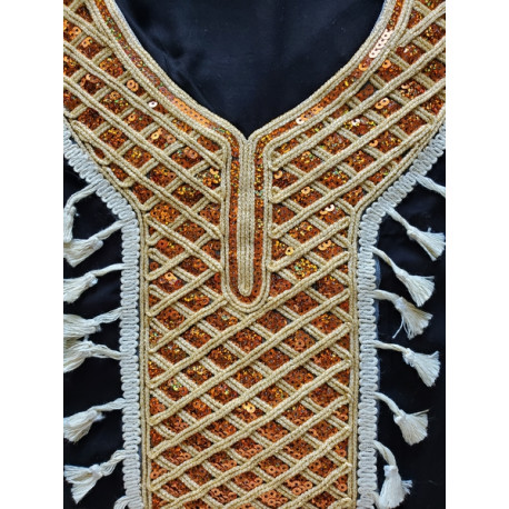 Robe longue chic bohême pompons