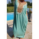 Robe longue chic bohême pompons