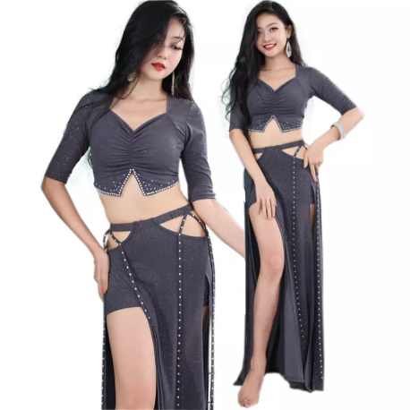 Tenue de danse orientale pour la scène gris anthracite