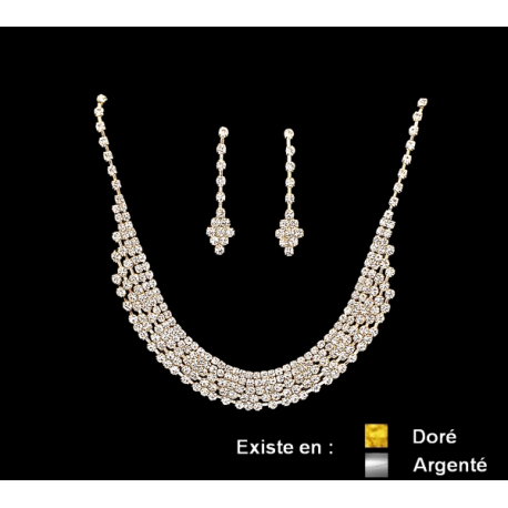 Collier strass + Boucles d'oreilles