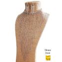 Collier cascade de franges strass or