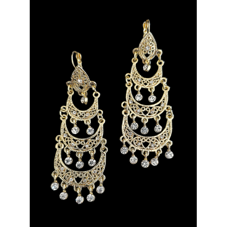 Boucles d'oreilles orientales 3 étages cristal