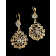 Longues boucles d'oreilles orientales or et cristal