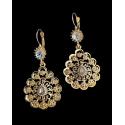 Longues boucles d'oreilles orientales or et cristal