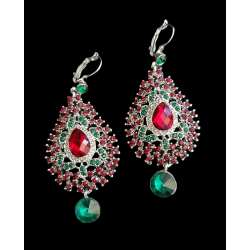 Boucles d'oreilles bollywood indiennes rouget et vert