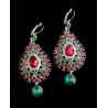 Boucles d'oreilles bollywood indiennes rouget et vert
