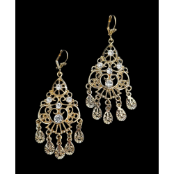 Boucles d'oreilles orientales plaqué or strass et or