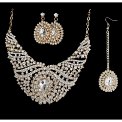 Parure strass boucles+ collier + Bijou front