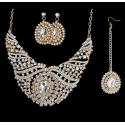 Parure strass boucles+ collier + Bijou front