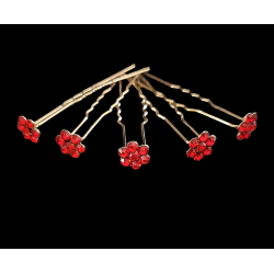 Lot de 5 épingles a cheveux fleur rouge