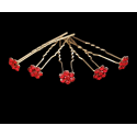 Lot de 5 épingles a cheveux fleur rouge