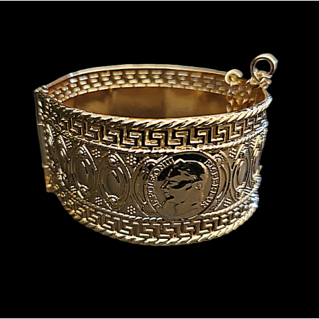 Bracelet large plaqué or motif Napoléon