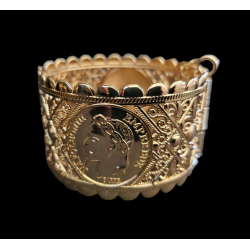Bracelet manchette oriental plaqué or motif Napoléon