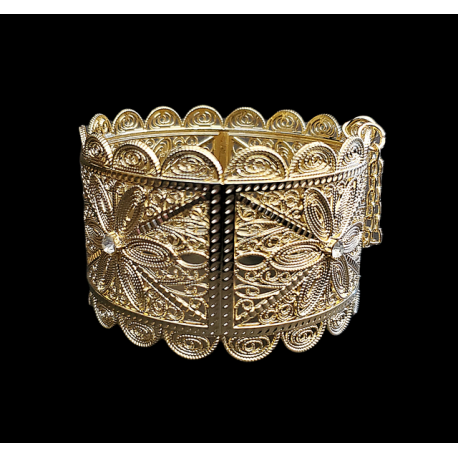 Bracelet oriental plaqué or doré fleur