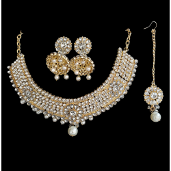 Parure strass boucles+ collier + Tikka Bollywood