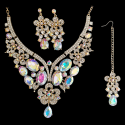 Parure collier diamants + Boucles d'oreilles + tikka indienne