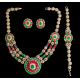 Parure orientale 3 pièces vert émeraude et rouge