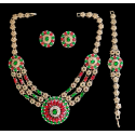 Parure orientale 3 pièces vert émeraude et rouge