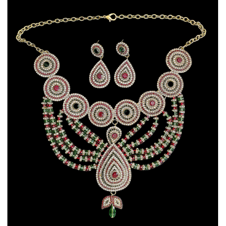 Parure Indienne Fantaisie rouge et vert