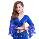 Haut de danse orientale à sequins bleu roi et dentelle
