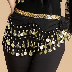 Ceinture de danse orientale à liseret doré noir