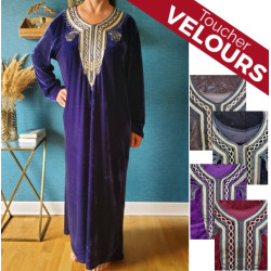Robe orientale sans capuche en velours femme 