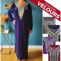 Robe orientale sans capuche en velours femme 