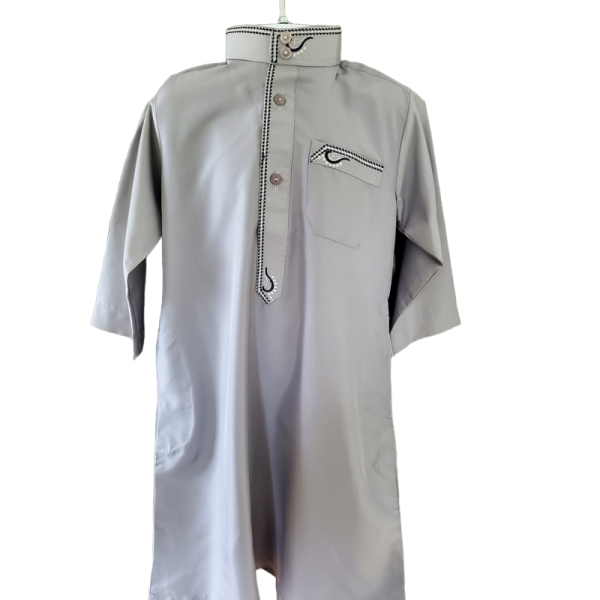 Qamis garçon col mao brodé 