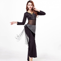 Tenue de cours de danse orientale bi-matière noire Butterfly