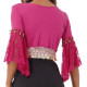 Haut de danse orientale à sequins fuschia et dentelle