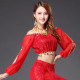 Top de danse court à paillettes et manches longues