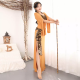 Robe baladi de danse orientale couleur moutarde