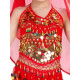 Top enfant de danse orientale à grelots et pastilles dorées rouge