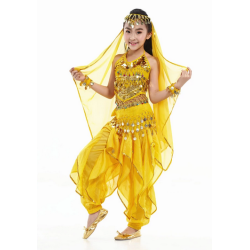 Tenue de danse pour enfant 2 pièces jaune et doré Tenue de danse pour enfant 2 pièces jaune et doré