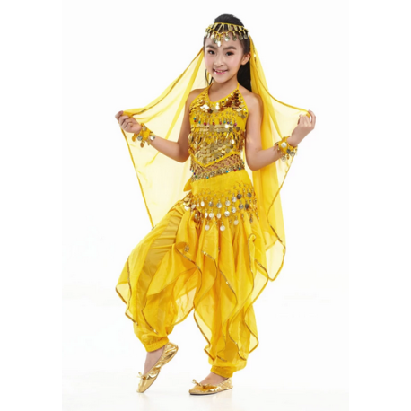 Tenue de danse pour enfant 2 pièces jaune et doré