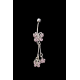 Piercing de nombril fantaisie papillon strass rose
