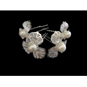 Lot de 4 épingles à cheveux fleur grand modèle argenté