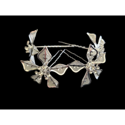 Lot de 4 pics à cheveux fleur étoilée argent strass