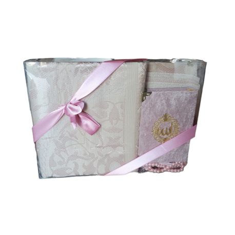 Coffret cadeau musulman Coran motif doré + Tapis + Tasbih