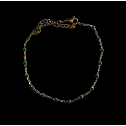 Chaîne de cheville or perles turquoise